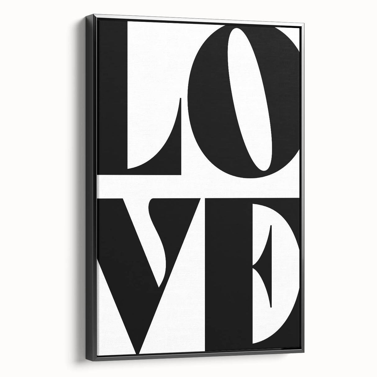 Electric Wall Art: Bold Modern Decor with Black and White Love Typography