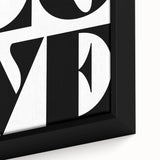 Electric Wall Art: Bold Modern Decor with Black and White Love Typography