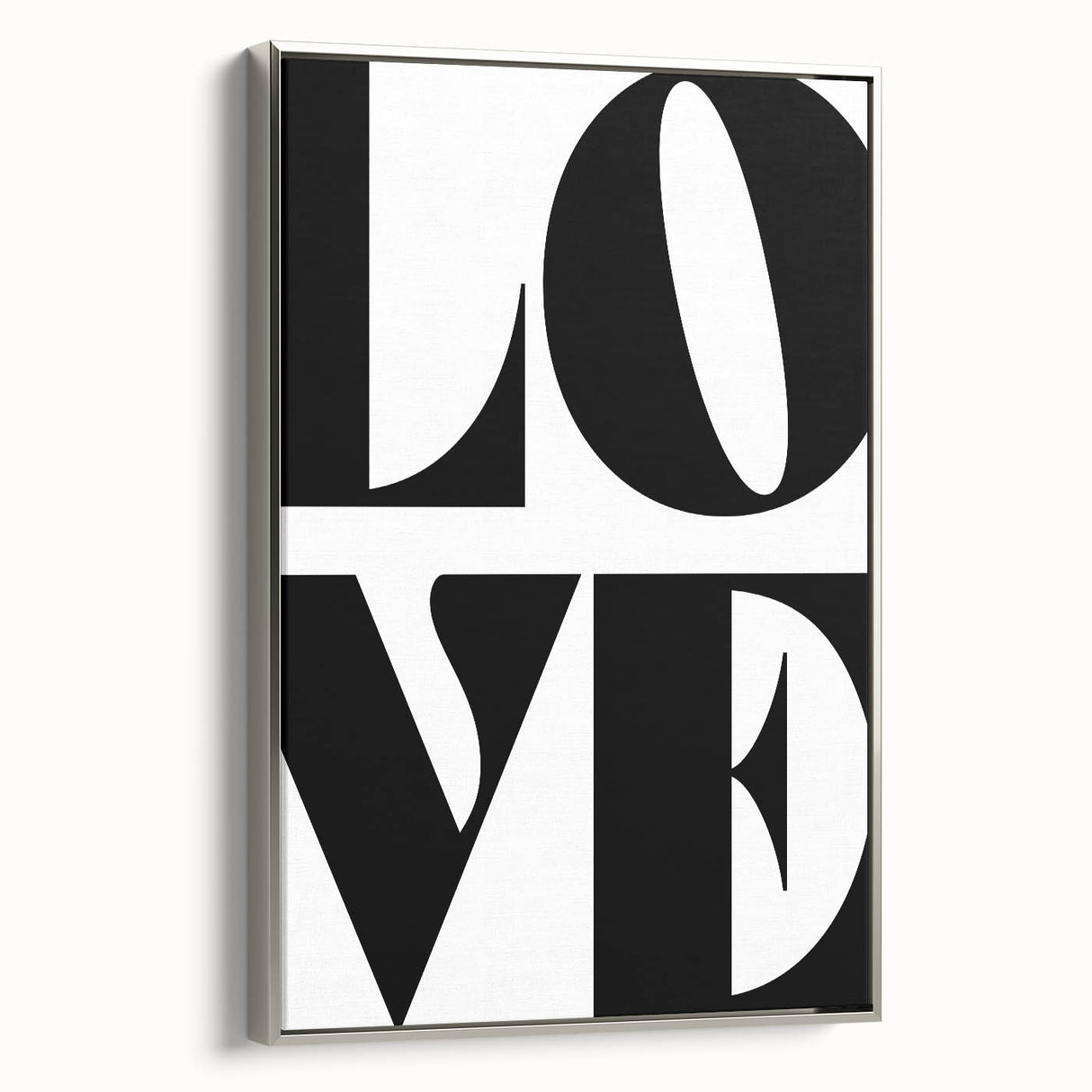 Electric Wall Art: Bold Modern Decor with Black and White Love Typography