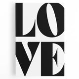 Electric Wall Art: Bold Modern Decor with Black and White Love Typography