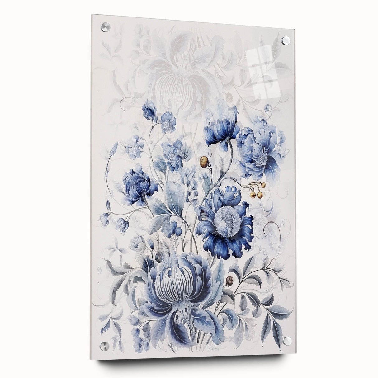 Electric Wall Art | Blue Floral Electric Canvas for Modern Interiors