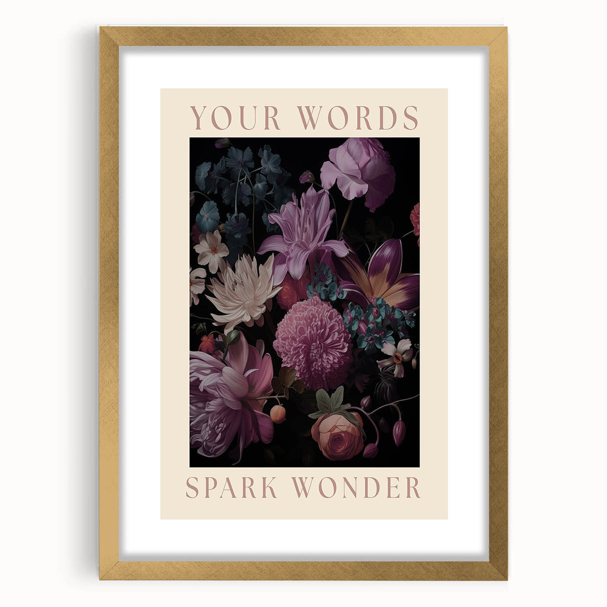 Electric Wall Art | 'Your Words Spark Wonder' Floral Canvas Decor