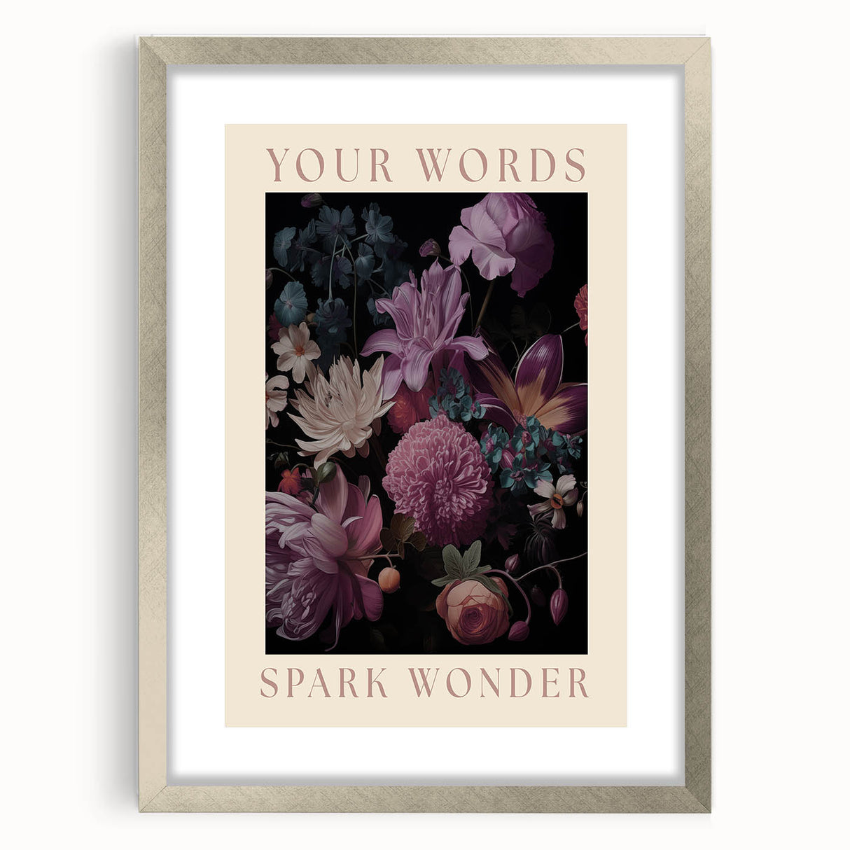 Electric Wall Art | 'Your Words Spark Wonder' Floral Canvas Decor