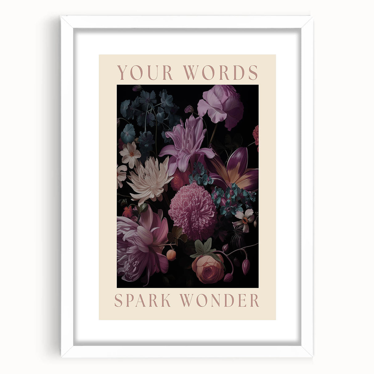 Electric Wall Art | 'Your Words Spark Wonder' Floral Canvas Decor