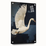 Electric Swan Art - Modern Abstract Electric Canvas - Navy Blue Decor