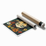 Electric Portrait Art - Vibrant Floral and Green Canvas - Modern Decor