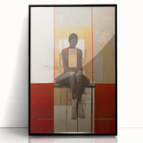 Abstract Electric Portrait Art - Modern Red and Beige Canvas Decor
