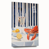 Modern Coastal Electric Art - Lobster and Lemon Canvas - Nautical Decor