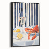 Modern Coastal Electric Art - Lobster and Lemon Canvas - Nautical Decor