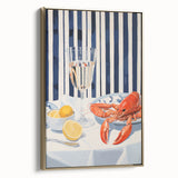Modern Coastal Electric Art - Lobster and Lemon Canvas - Nautical Decor