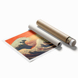 Electric Wave Art: Vibrant Sunset Ocean Scene on Modern Canvas Print