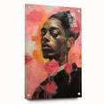 Abstract Portrait Electric Art: Modern Expressive Figure with Floral Motifs