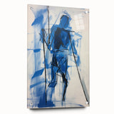 Abstract Electric Blue Figure Art: Dynamic Modern Canvas Wall Print