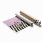 Modern Electric Art Canvas - Lilac Floral Arrangement with Bold Stripes