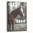 Farmhouse Wall Art Horse by Fence Print | Rustic Country Animal Decor