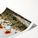 Farmhouse Wall Art Sunflower Field Print | Rustic Country Style Decor