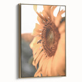 Farmhouse Wall Art – Sunflower and Bee Close-Up – Rustic Country Decor