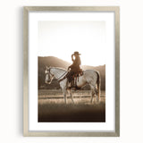 Farmhouse Wall Art – Cowboy on Horseback at Sunset – Rustic Country Decor