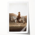 Farmhouse Wall Art – Cowboy on Horseback at Sunset – Rustic Country Decor
