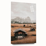 Farmhouse Wall Art – Rustic Cabin and Mountain Scene for Country Decor