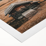 Farmhouse Wall Art – Rustic Cabin and Mountain Scene for Country Decor