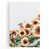 Farmhouse Wall Art – Bright Sunflowers with Rustic Windmill for Decor