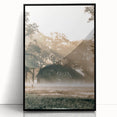 Farmhouse Wall Art – Serene Misty Countryside House for Rustic Decor