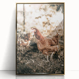 Farmhouse Wall Art – Rustic Chicken Scene for Country Style Decor