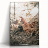 Farmhouse Wall Art – Rustic Chicken Scene for Country Style Decor