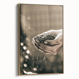 Farmhouse Wall Art – Hands Holding Soil for Rustic Country Decor