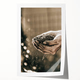 Farmhouse Wall Art – Hands Holding Soil for Rustic Country Decor