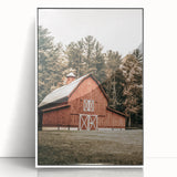 Farmhouse Wall Art: Red Barn in the Woods, Rustic Country Style Decor