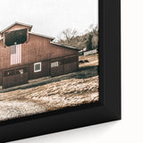 Farmhouse Wall Art: Red Barn with American Flag, Rustic Country Decor