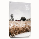 Snowy Farmhouse in Winter Wall Art | Rustic Farmhouse Decor for Homes