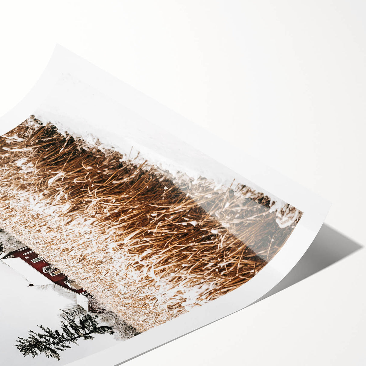Snowy Farmhouse in Winter Wall Art | Rustic Farmhouse Decor for Homes