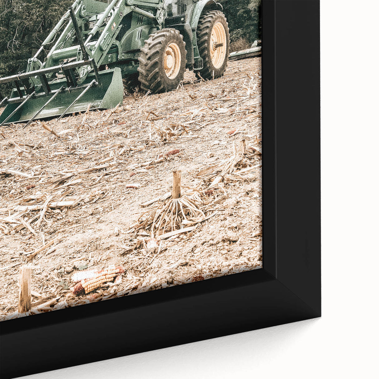 Rustic Farmhouse Wall Art of Green Tractor in Field - Country Style Decor