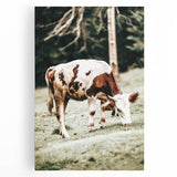 Farmhouse Wall Art – Grazing Cow in Pasture Print for Rustic Decor