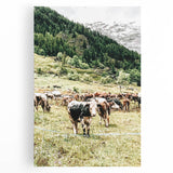 Farmhouse Wall Art – Mountain Valley with Grazing Cows Print for Rustic Decor