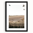 Farmhouse Wall Art – Plowed Field with Rustic Fence Print for Country Decor