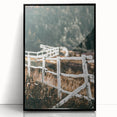 Farmhouse Wall Art – Rustic Winding Fence Print for Country Home Decor