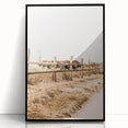 Farmhouse Wall Art – Grazing Horses Behind Rustic Fence for Country Decor