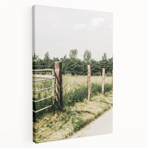 Farmhouse Wall Art – Rustic Fence and Gate Print for Country Decor
