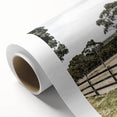 Farmhouse Wall Art – Fenced Pasture with Trees Print for Rustic Decor