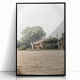 Farmhouse Wall Art – Tranquil Country Home under Oak Tree Print