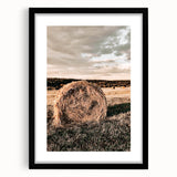 Farmhouse Wall Art - Serene Hay Bale in Field with Rustic Country Charm