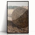 Farmhouse Wall Art - Rustic Hay Bale in Golden Field with Country Charm