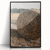 Farmhouse Wall Art - Rustic Hay Bale in Golden Field with Country Charm