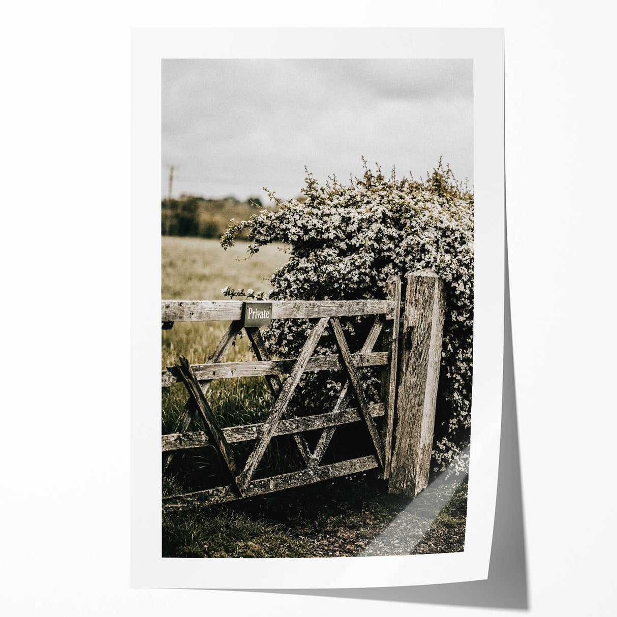 Rustic Private Gate Wall Art – Farmhouse Countryside Aesthetic