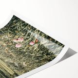 Rustic Farmhouse Wall Art - Serene Mountain Valley with Wildflowers