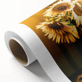 Farmhouse Wall Art - Rustic Sunflower Bouquet in Vintage Glass Vase